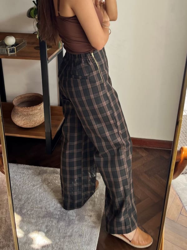 Pantalón Louise cuadros verdes