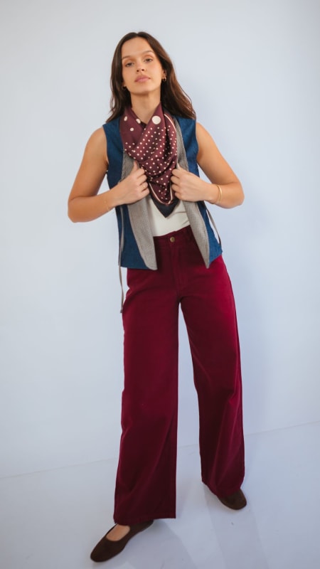 Pantalón Viena wide borgoña