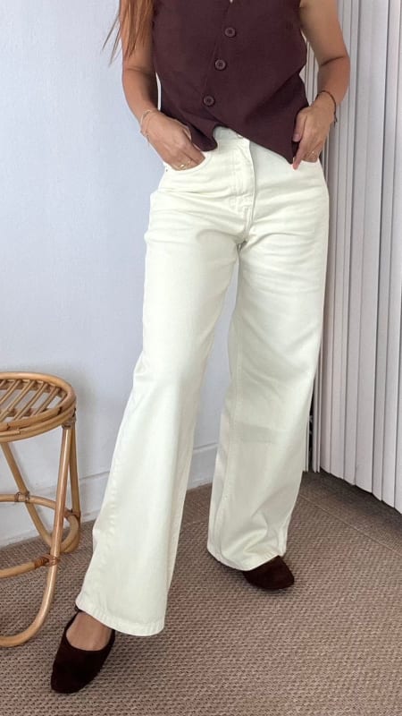 Pantalón Viena wide hueso