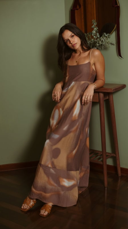 Vestido Italia print marron