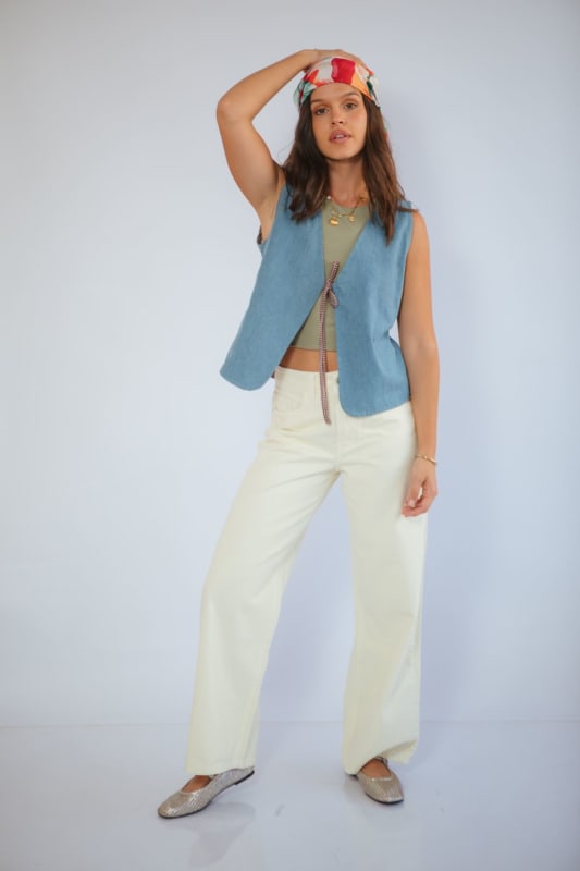 Pantalón Viena wide hueso