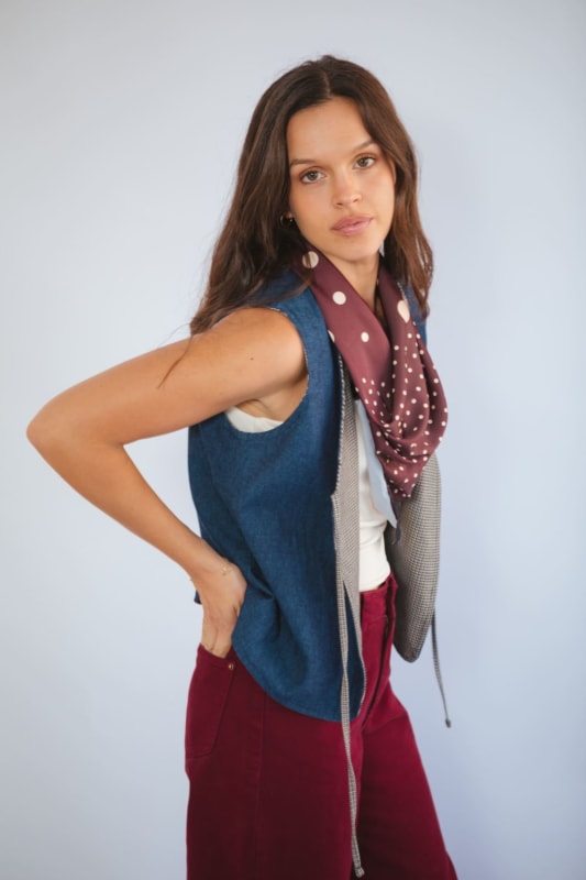 Chaleco Lyon azul/beige