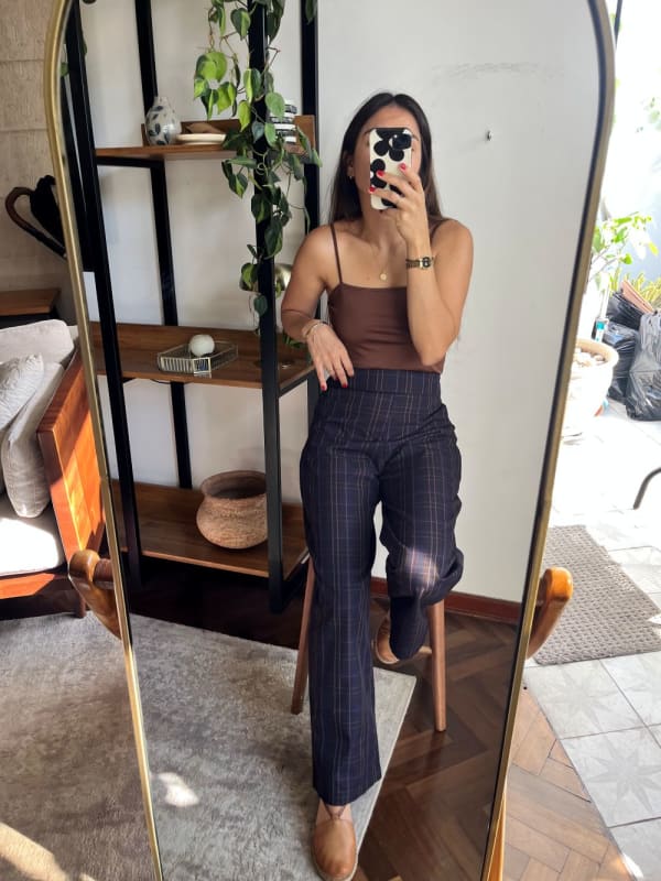 Pantalón Louise cuadros azules