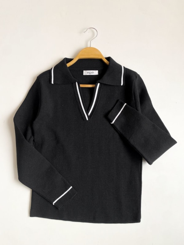 Sweater tejido camisero negro Sweater tejido camisero negro