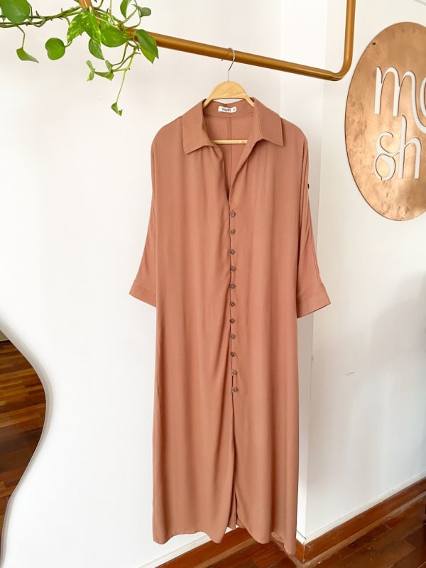 Vestido botón Raquel cocoa