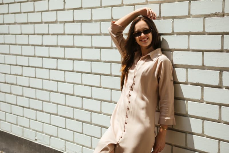 Vestido botón Raquel biege