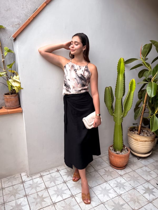 Top tiras cruzadas beige