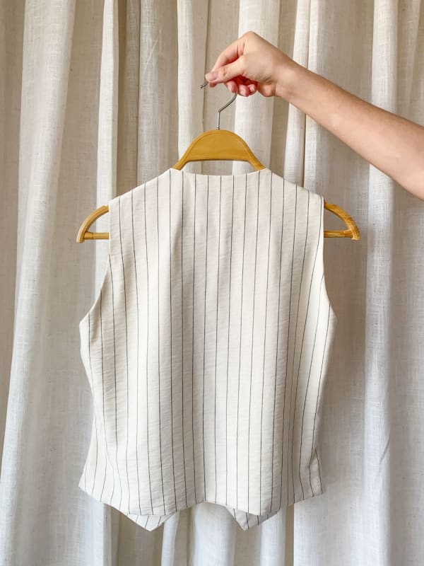 Chaleco sastre cruzado rayas hueso