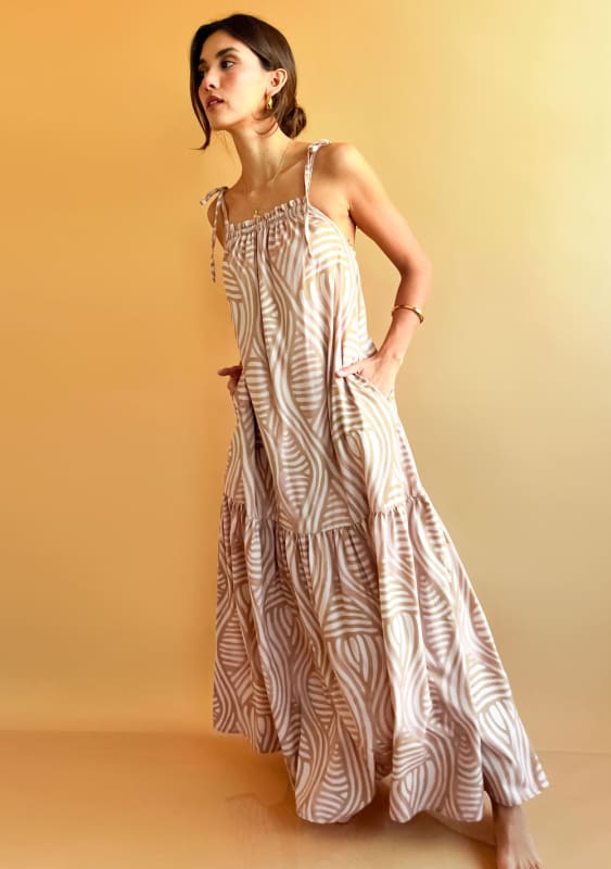 Vestido Renata tie dye beige