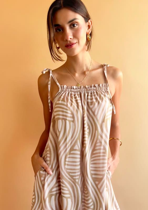 Vestido Renata tie dye beige