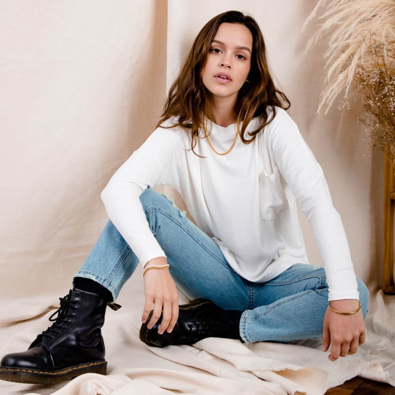 Girlfriend Jeans rasgado maiz Girlfriend Jeans rasgado maiz