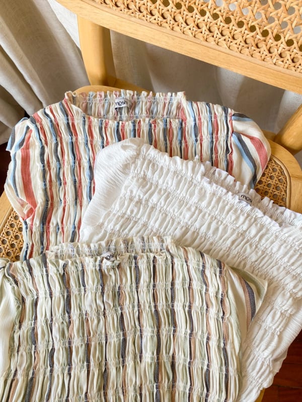 Top elasticado rayas marron