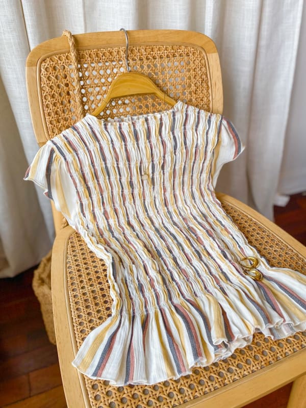 Top elasticado rayas marron