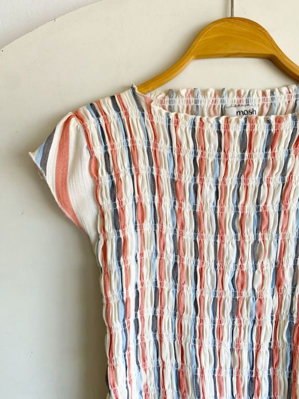 Top elasticado rayas rosado