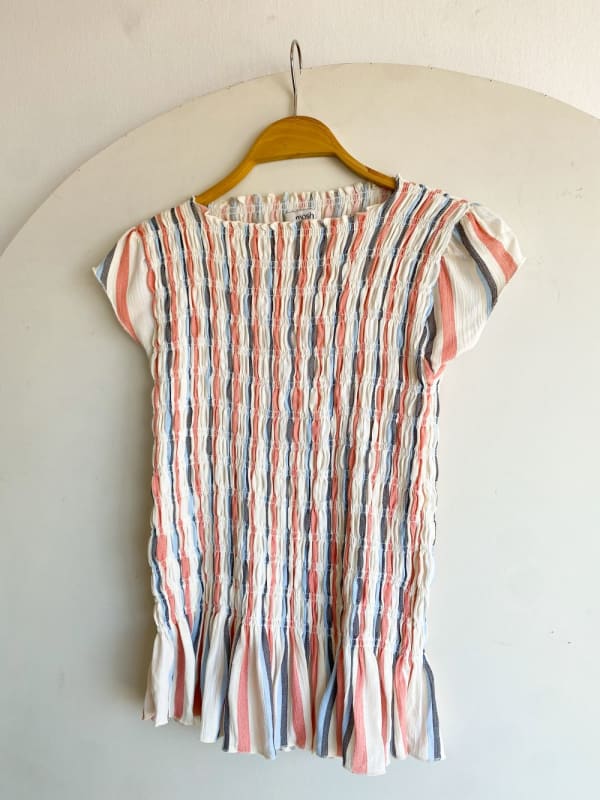 Top elasticado rayas rosado