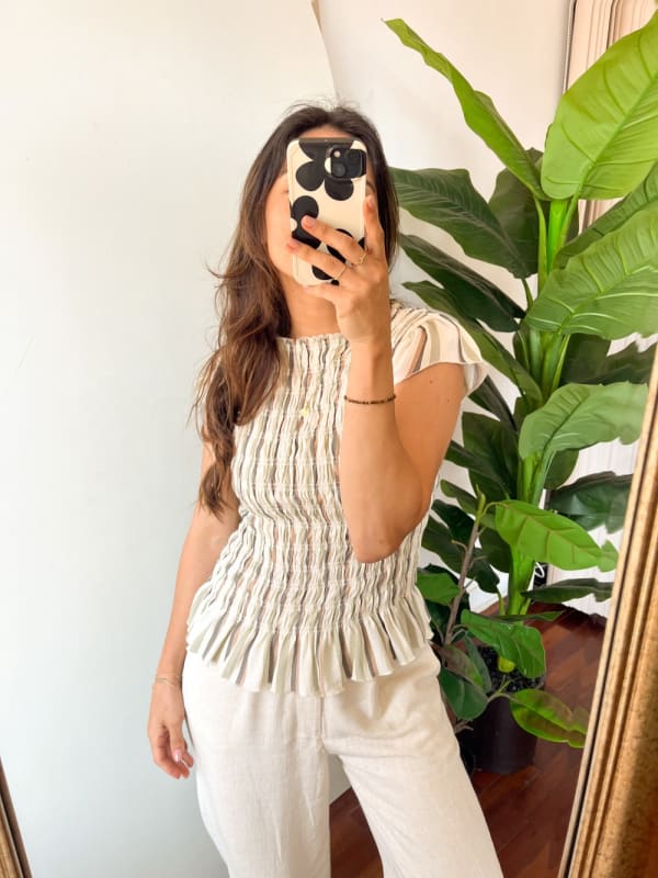 Top elasticado rayas verde