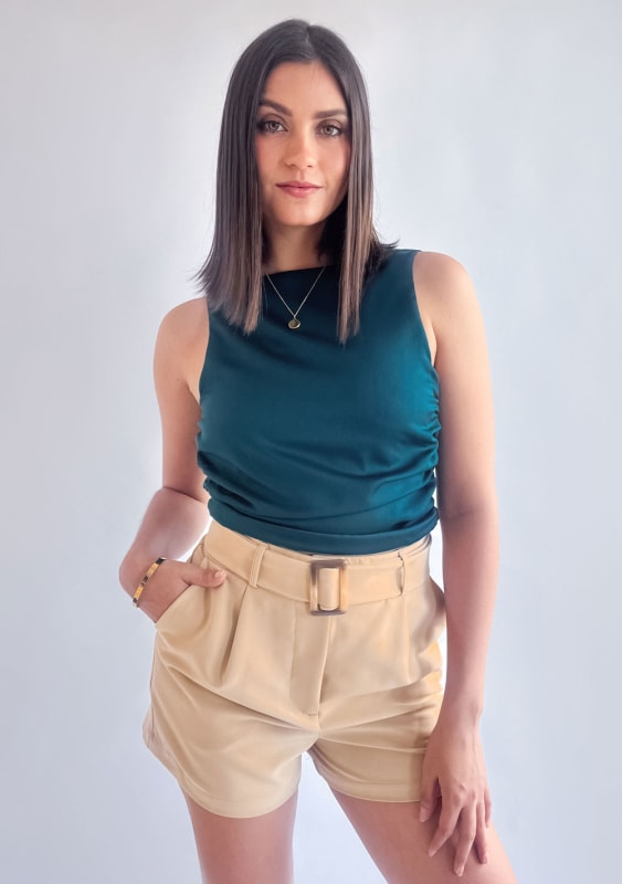 Short Cinturón beige