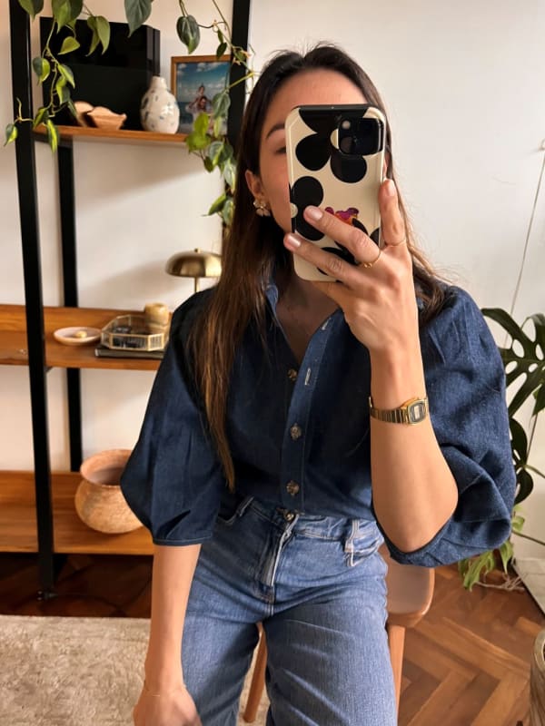 Blusa Bloom azul intermedio