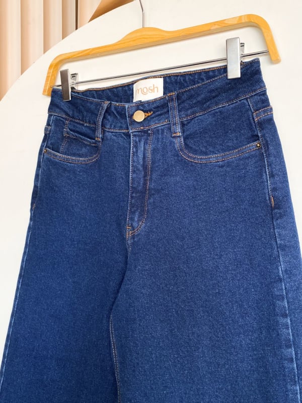 Jeans recto tiro alto azul