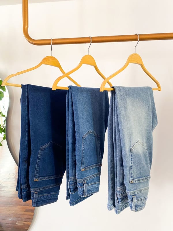 Jeans recto tiro alto celeste