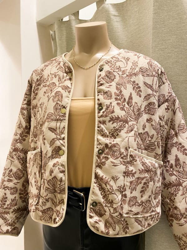 Chaqueta Acolchada Floral marrón
