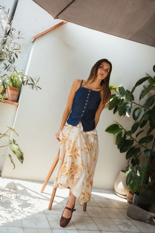 Top denim Peplum azul