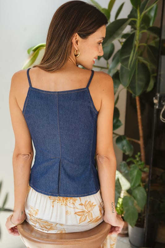 Top denim Peplum azul