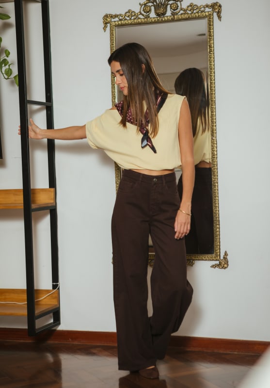 Pantalón Viena wide chocolate