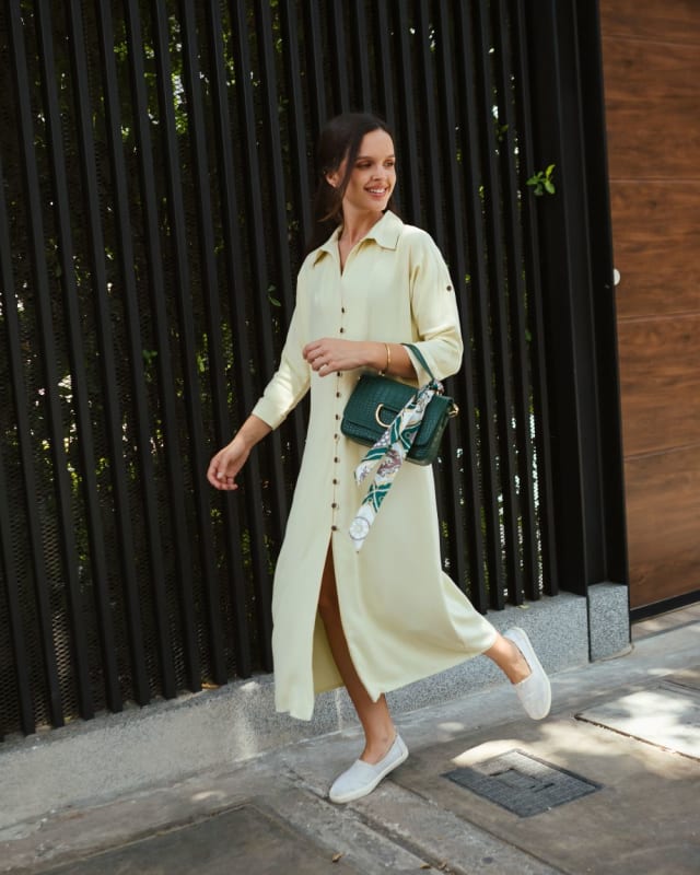 Vestido botón Raquel verde claro