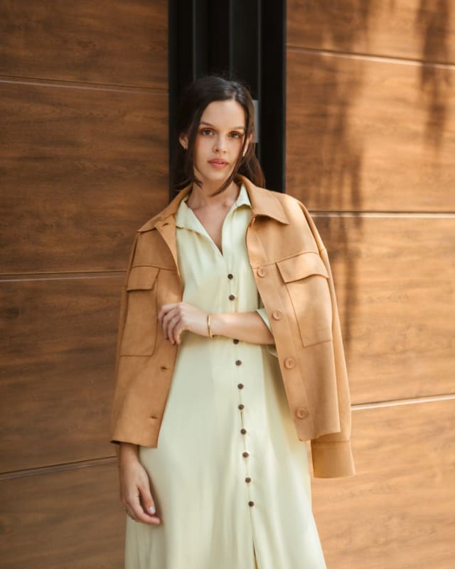 Vestido botón Raquel verde claro