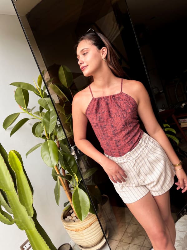 Top tiras cruzadas print lacre