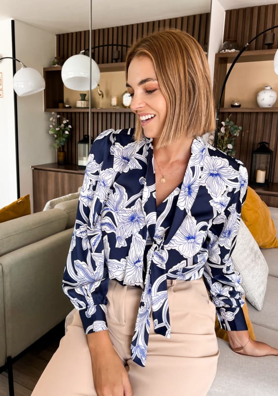 Blusa Cayetana print azul Blusa Cayetana print azul