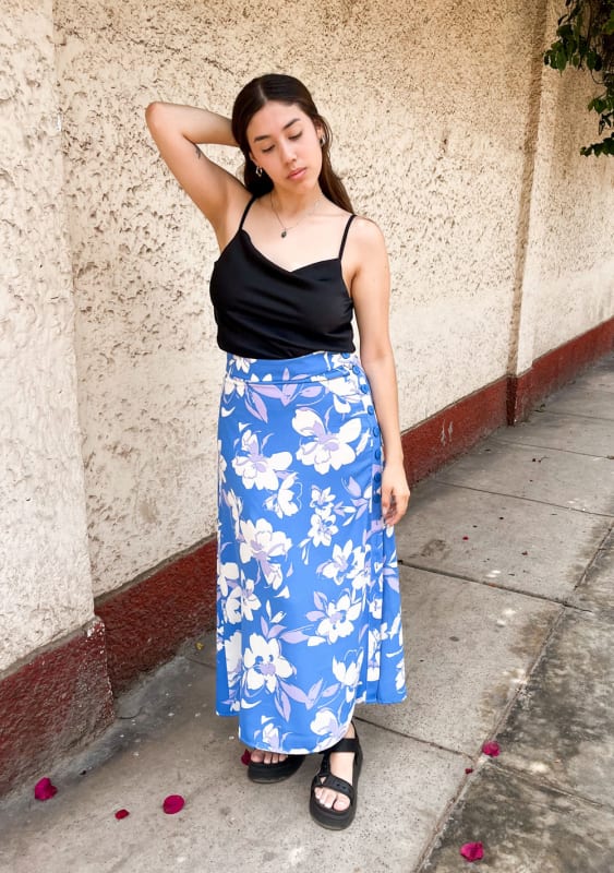 Falda Botones azul