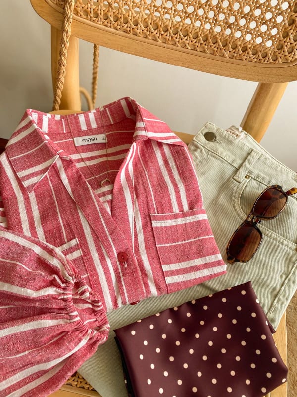 Camisa manga bombacha rayas sandía