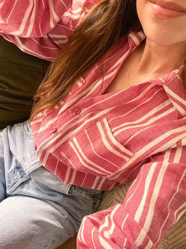 Camisa manga bombacha rayas sandía Camisa manga bombacha rayas sandía