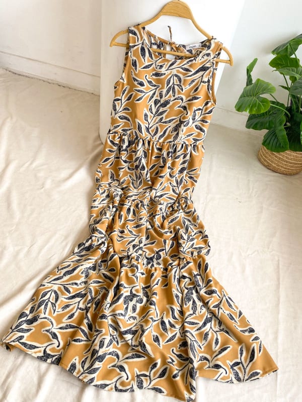 Vestido Florencia print mostaza