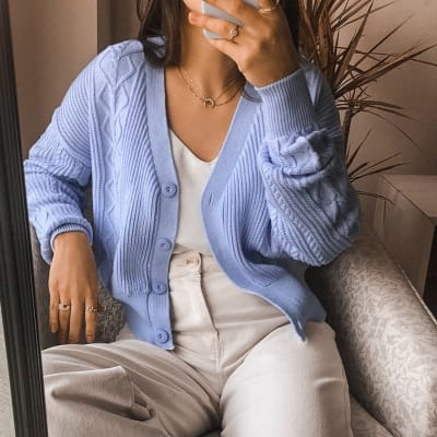 Cardigan Button sky Cardigan Button sky