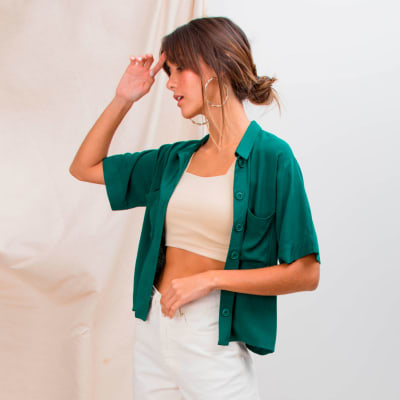 Camisa Aurora verde botella Camisa Aurora verde botella