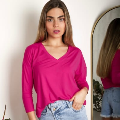 Polo Cotton V fucsia Polo Cotton V fucsia
