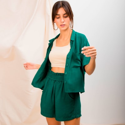 Camisa Aurora verde botella Camisa Aurora verde botella