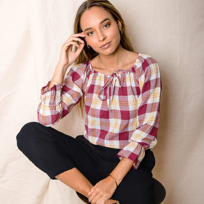 Blusa Gaitana cuadros vino Blusa Gaitana cuadros vino