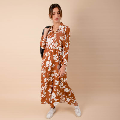 Vestido Paula flores marron Vestido Paula flores marron