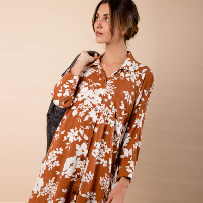 Vestido Paula flores marron Vestido Paula flores marron
