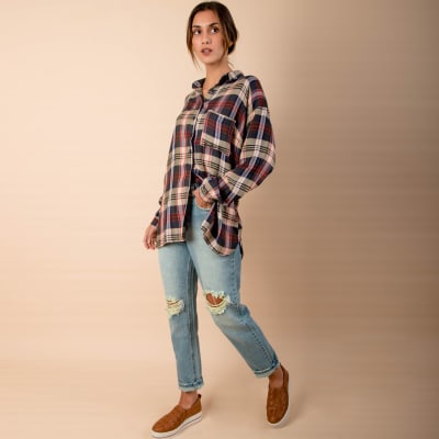 Camisa Amira cuadros beige Camisa Amira cuadros beige