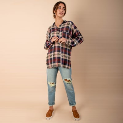 Camisa Amira cuadros beige Camisa Amira cuadros beige