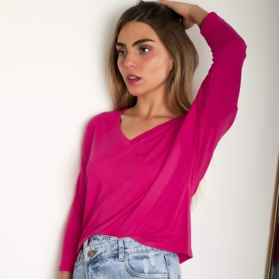 Polo Cotton V fucsia Polo Cotton V fucsia