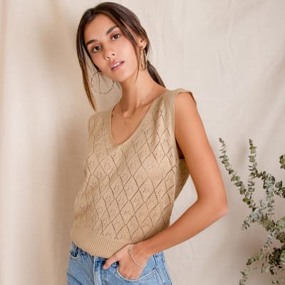 Chaleco tejido Sahara camel Chaleco tejido Sahara camel