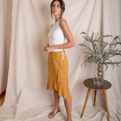 Falda Allie polka dots mostaza Falda Allie polka dots mostaza