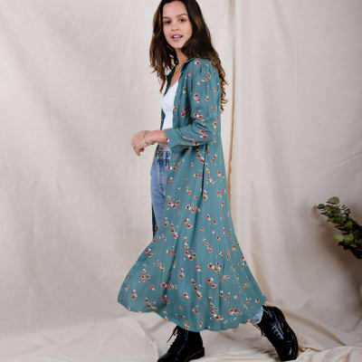 Maxikimono Sofia verde flores pistacho Maxikimono Sofia verde flores pistacho