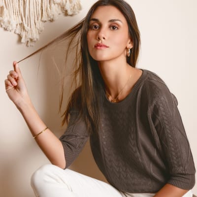 Polo tejido Olivia marrón Polo tejido Olivia marrón